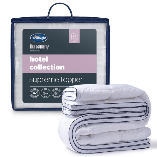 Silentnight Hotel Collection Mattress Topper Super King - Luxury Soft Silky Comfortable 5cm Thick Deep Mattress Protector Pad Cover with Deep Fit