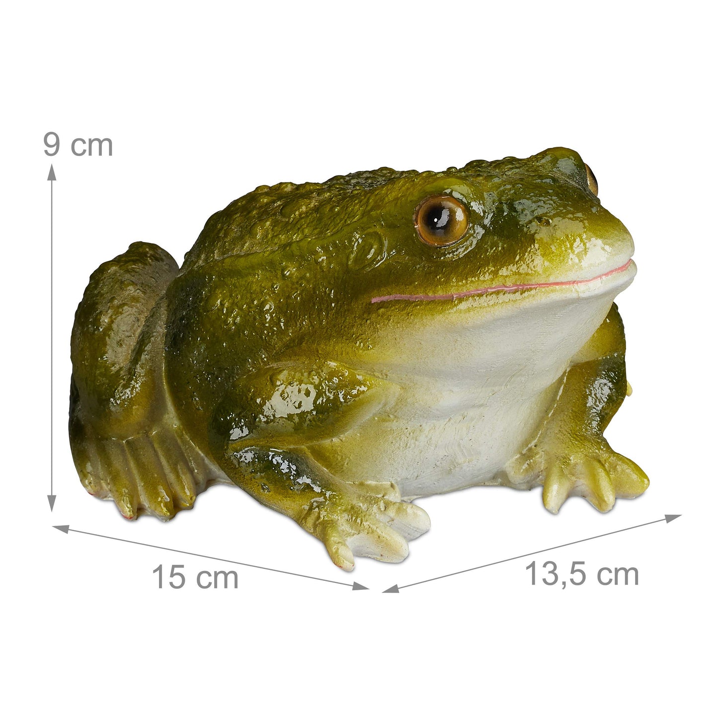 Relaxdays Garden Frog Figurine, Weatherproof, For Balcony, Patio, Pond, Poly-resin, Decor Toad Ornament, Green