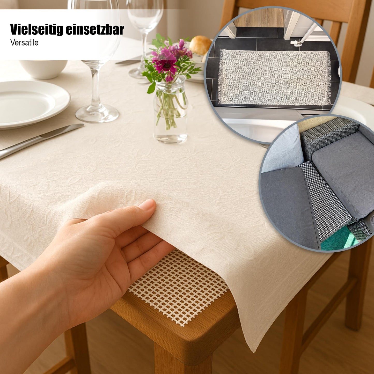 COM-FOUR® anti-slip mat for carpets, upholstery, tablecloths
