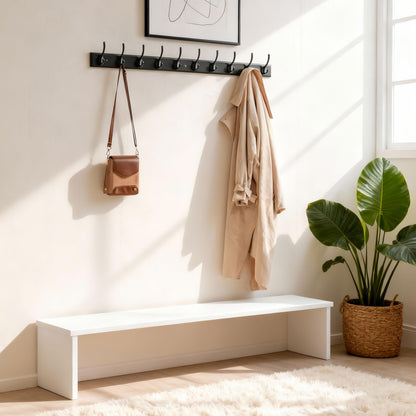 WEBI Coat Rack Wall Mounted,10 Hooks,97cm Long Wall Coat Hanger,Coat Hooks Wall Mounted for Hanging Coats,Clothes,Jacket,Black