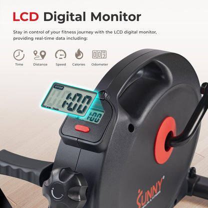 Sunny Health & Fitness Under Desk Dual Function Smart Mini Arm & Leg Pedal Exerciser Cycle Bikes with SunnyFit App Enhanced Bluetooth Connectivity -