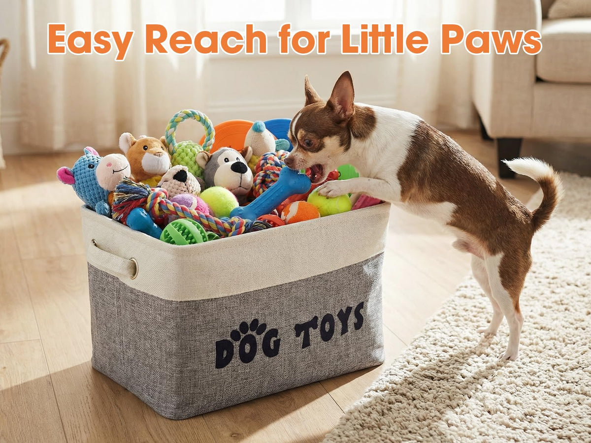 CGFN Dog Toy Basket, Dog Toy Box Storage Bin Box with Comfortable Handles, Personalised Large Pet Toy Storage Organizer for Accessories, Toys