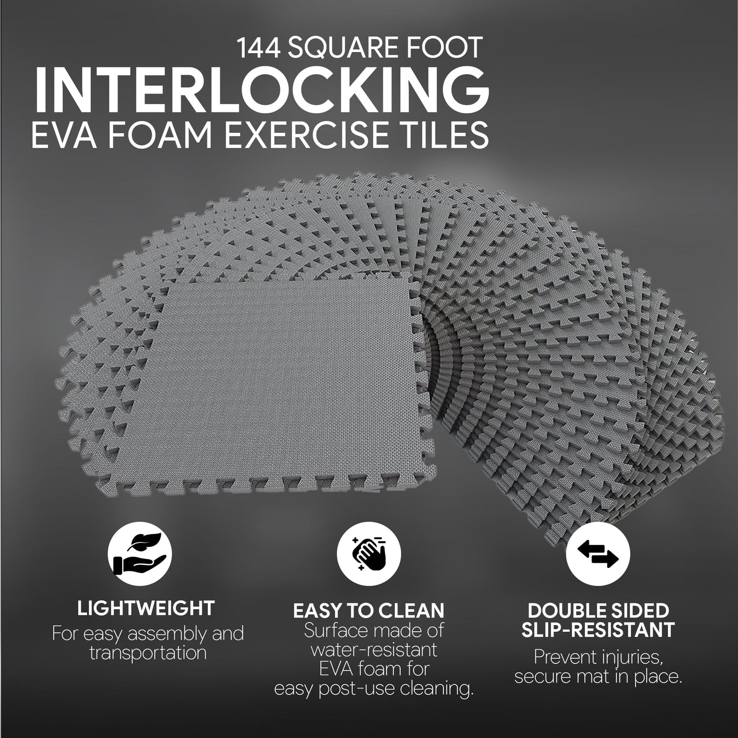 Signature Fitness Puzzle Exercise Mat with EVA Foam Interlocking Tiles for MMA, Exercise, Gymnastics and Home Gym Protective Flooring, 1/2" Thick, 144