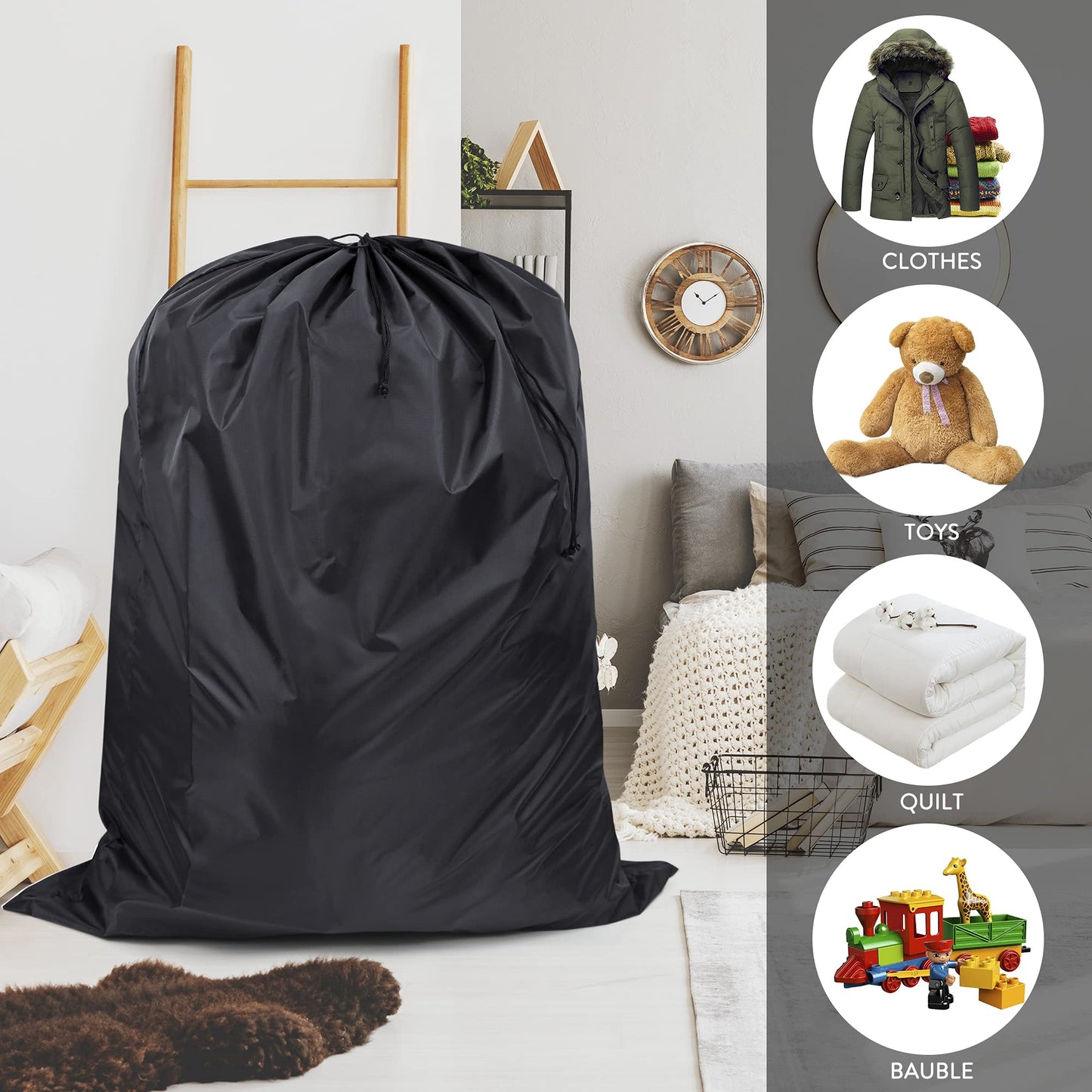 2Pcs Storage Bag, 94 x 120 cm Extra Large Drawstring Clothes Storage Bag, Foldable Oxford Fabric Waterproof Large Capacity Underbed Organizers for