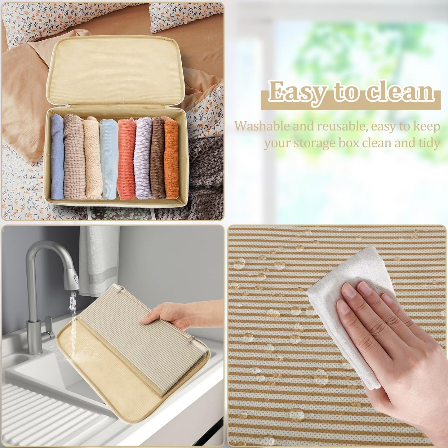 Lockable Box with Lid Nonwoven Foldable Storage Cubes for Home Storing Bedding, 38×26×15cm Large Clothes Organizer Container with Zipper Wardrobe