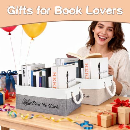 CGFN Book Lover Gifts,Read The Book Storage Basket List Storage Box Bookish Accessories Best Bookworm Gifts for Women Men Reading Lovers