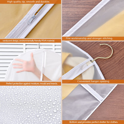 GoMaihe Clothes Cover Bags Set of 12, 60 x 120cm/6pcs + 60 x 100cm/6pcs Dress Garment Bag with Zip in Wardrobes