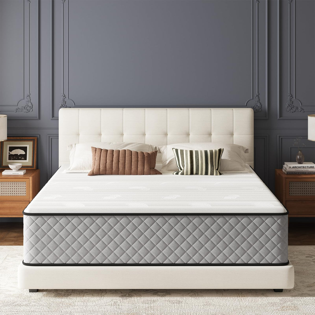 Matoresu Hybrid Double Mattresses 4ft6 25cm Medium Firm Pocket Sprung 7-Zone OEKO-TEX Certified – Motion Isolation & Pressure Relief for Back Pain