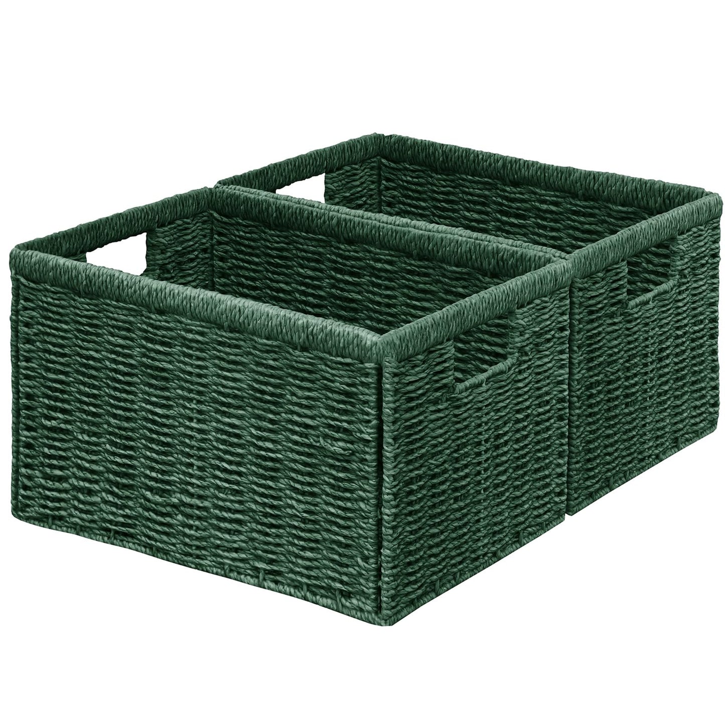 Vagusicc Wicker Storage Basket, Foldable Storage Cubes Organizer Bins, Handwoven Storage Baskets for Shelves Closet Office Bathroom