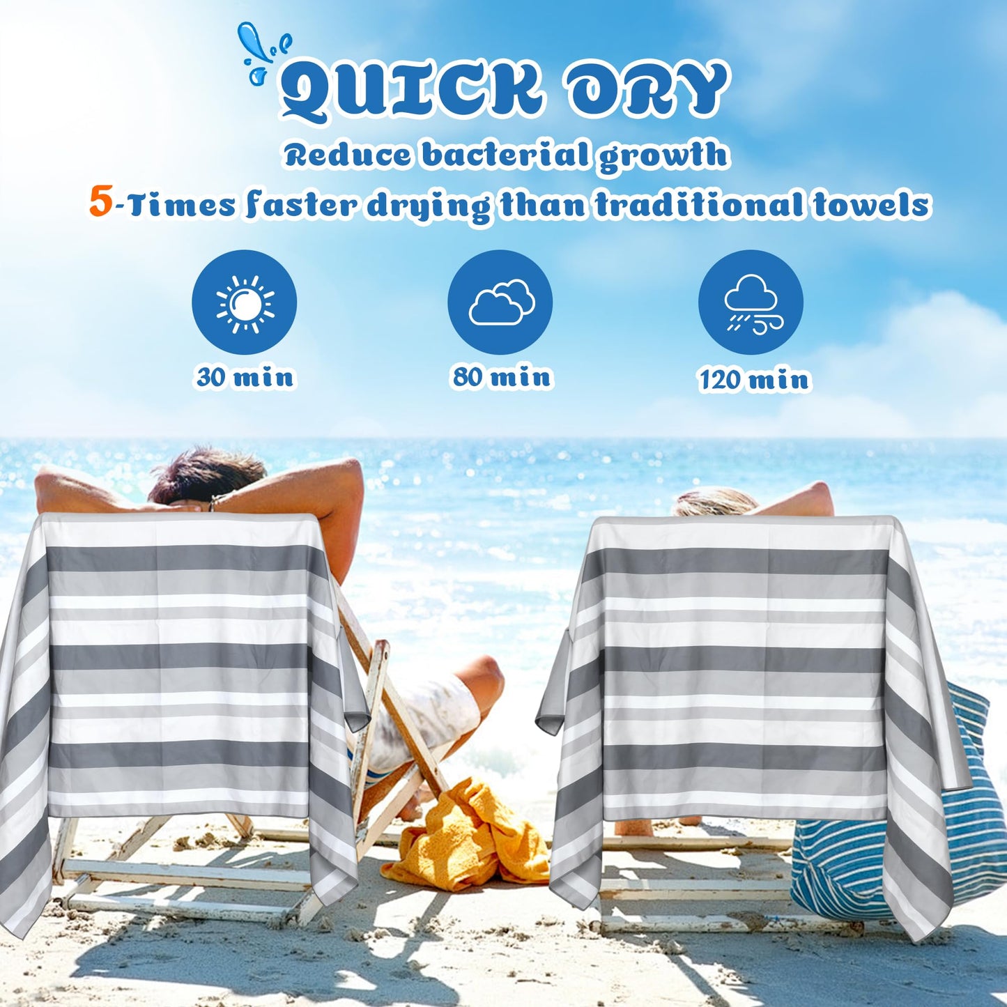 Anavasi Microfibre Beach Towels for Adults, 1 Pack 180 x 90cm 100% Recycled