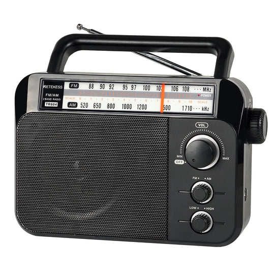 Retekess TR604 Portable Radio,Radios Mains and Battery,FM AM Radio,Large Display and Knob,Large Speaker,3.5mm Headphone Jack,Clear Sound,Easy to Use