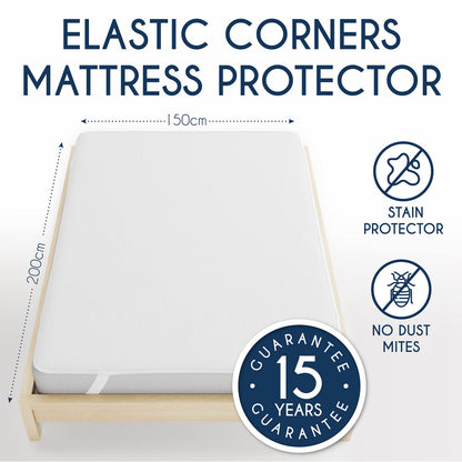 Dreamzie Mattress Protector Waterproof with 4 Elastic Corners - Made in EU - OEKO-TEX® Certified - For Mattress Double Bed 150 x 200 cm