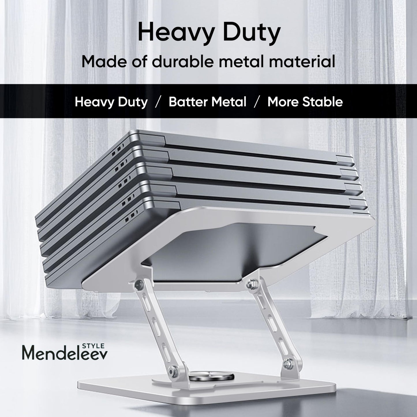 MENDELEEV STYLE Silver Laptop Stand for Desk with 360 Rotating Base Compatible with MacBook Pro/Air Notebook up to 16 Inches Computer Stand for
