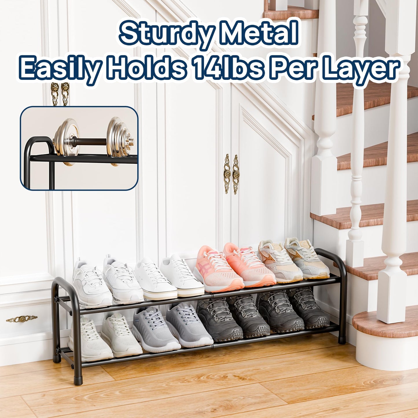 ENJOYBASICS Expandable Shoe Rack, 2 Tier Adjustable Shoe Storage Shelf