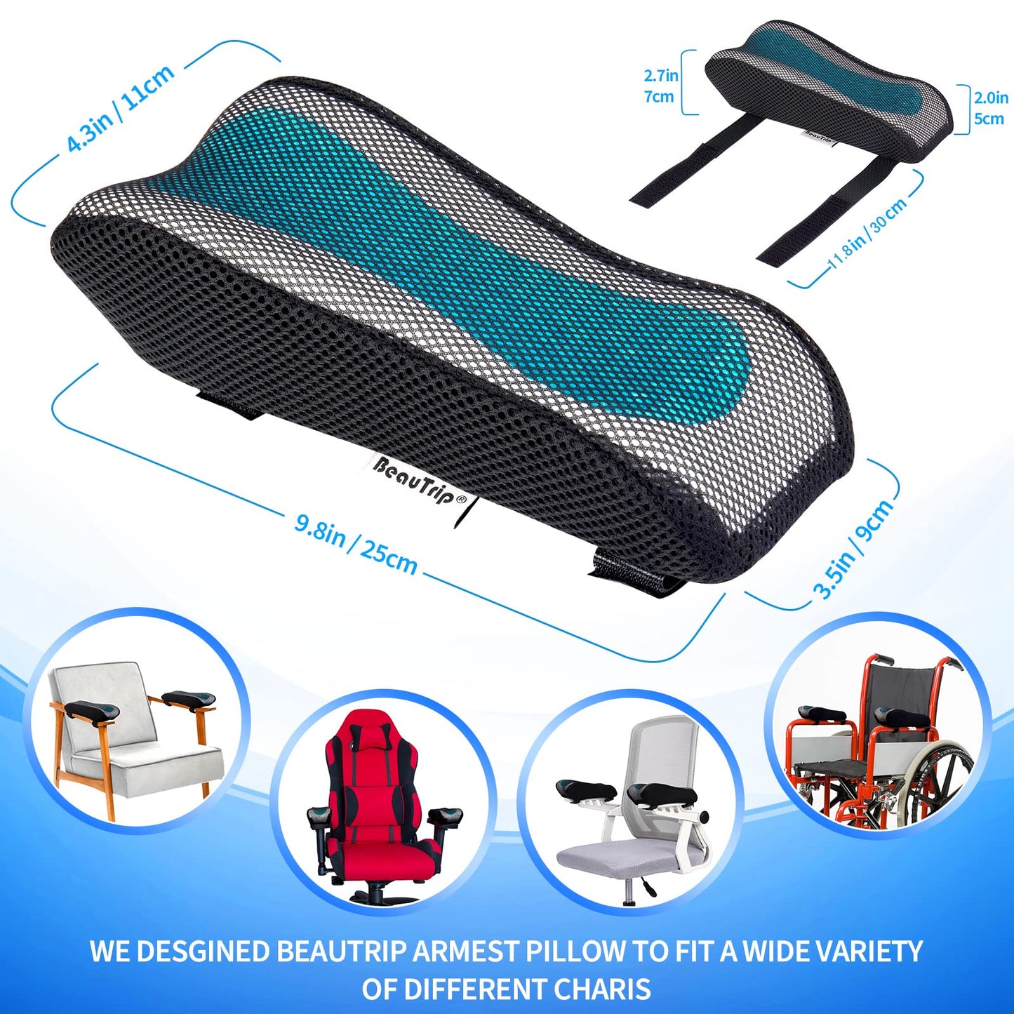 BEAUTRIP Ergonomic Armrest Pads- Office Chair Arm Rest Cover Pillow - Elbow Support Cushion for Computer, Gaming and Desk Chairs (Set of 2)…