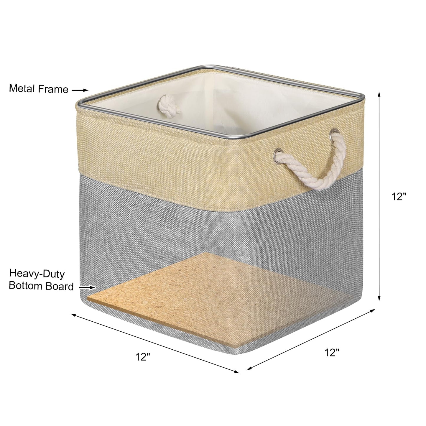 Univivi Cube Storage Boxes 12in Fabric Storage Baskets Grey, Set of 4