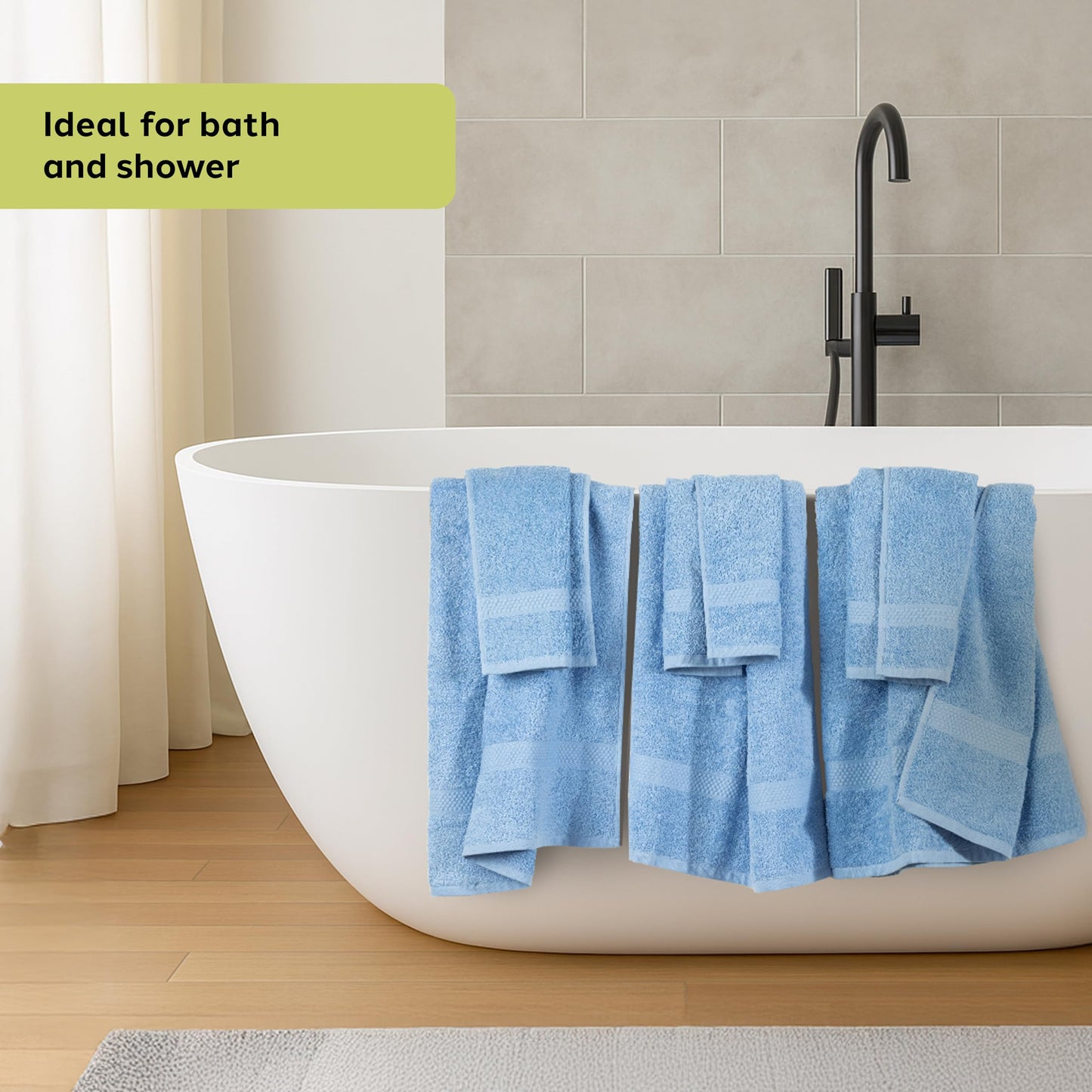 Caleffi Set of 6 Bath Towels with Guest – Consisting of 3 x Face Towel 55 x 100 cm + 3 x Bidet Towel 40 x 60 cm