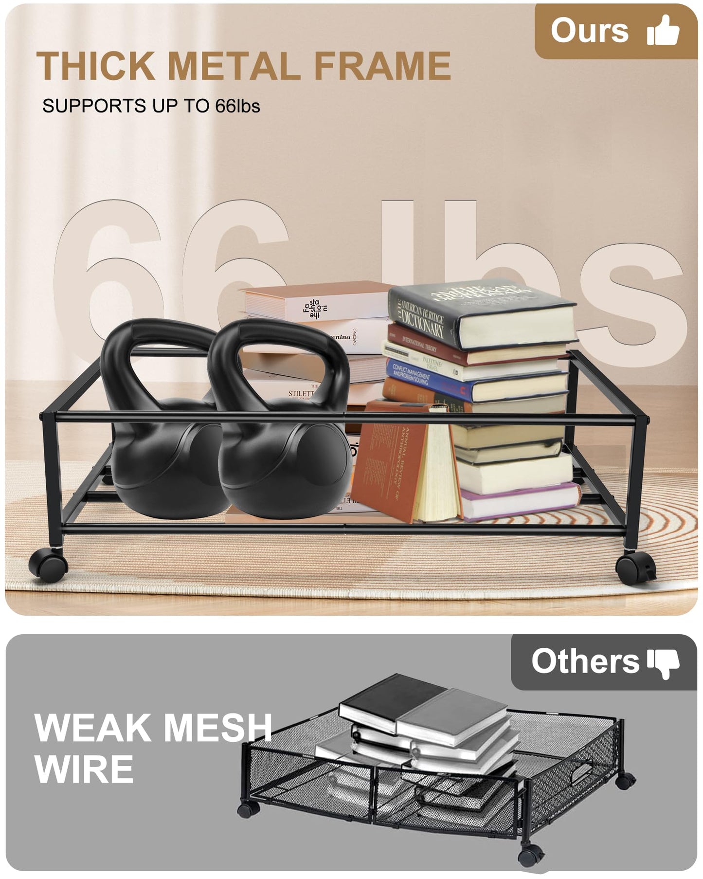JEPEErbz Under Bed Storage with Wheels and Lid, Rolling Under Bed Drawers for Clothes, Shoes, Blankets, Toys (Black)