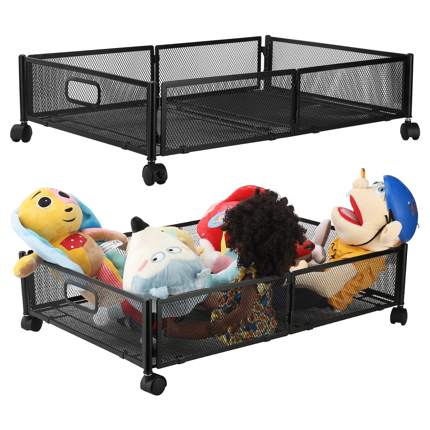 MISNODE Under Bed Storage, Under the Bed Storage Containers with Wheels, Tool-free Assembly Metal Underbed Storage Organizer Drawer for Bedroom