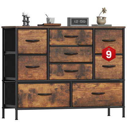 GoaHi Chest of Drawers, Large Dressers with Metal Frame and MDF Wooden Top Board, Adjustable Feet, Anti-Tip Safety