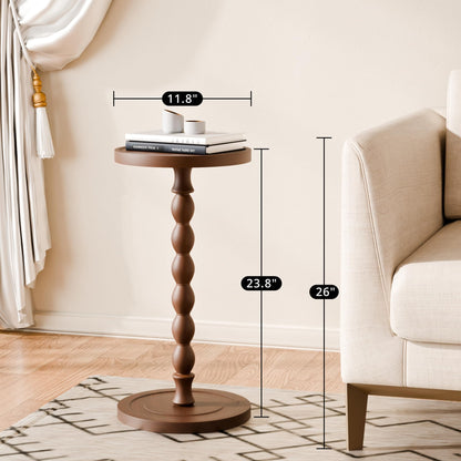 30cm Wooden Round Side Table,Round Bar Table, Small End Table - Walnut