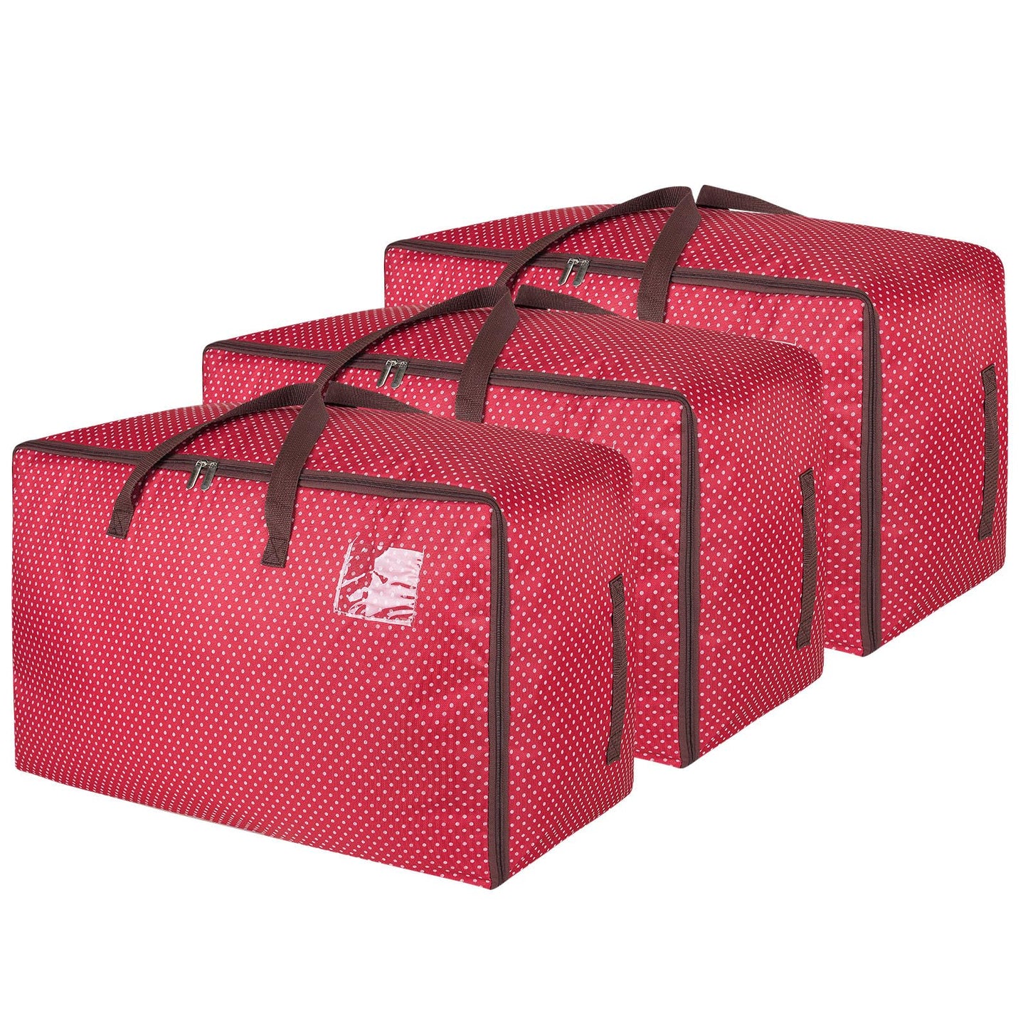 DOKEHOM 3-Pack 105L Large Storage Bag, Underbed Clothes Organizer, Red