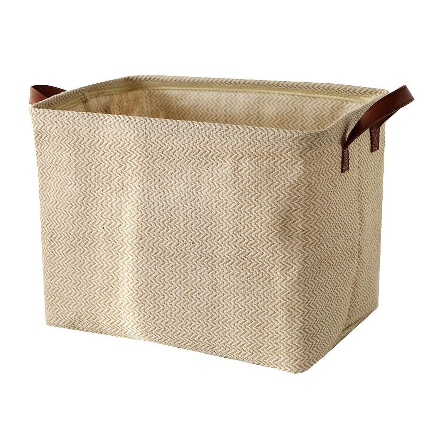 Spesh Jute Storage Basket with Handles, 38 * 27 * 28cm Collapsible Natural Woven Organiser Box Square Jute Storage Bin for Shelves Bathroom