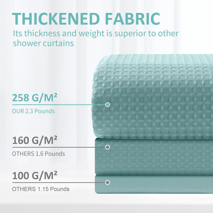 FY&XZH Heavy-Duty Waffle Weave Shower Curtain with Stainless Steel Hooks, Thick Fabric for Bathroom, Hotel, Spa & Salon-183 x 183cm Blue