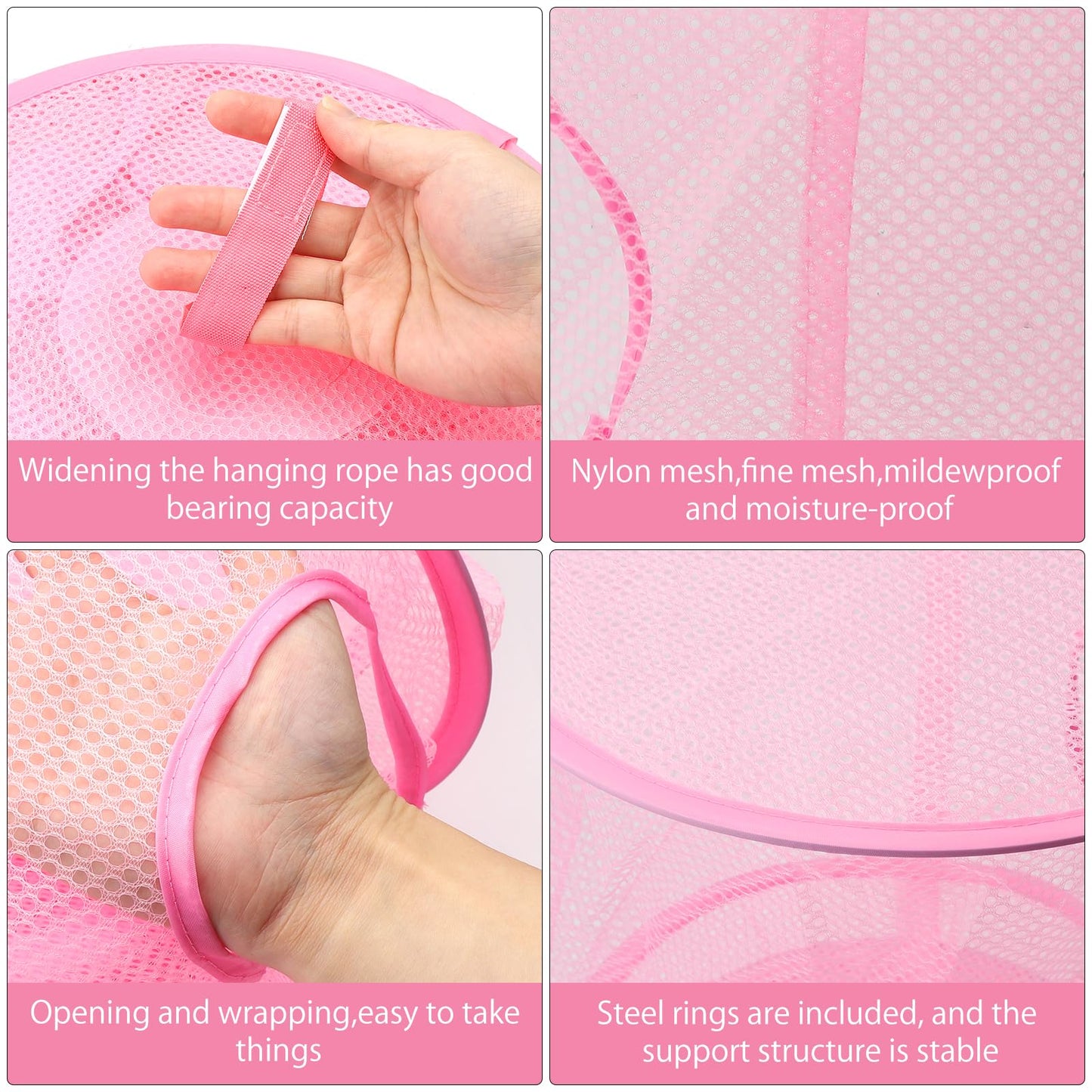 APOMOONS Hanging Mesh Storage Basket, Foldable 4 Tier Hanging Teddy Storage Net, Compartments Soft Toy
