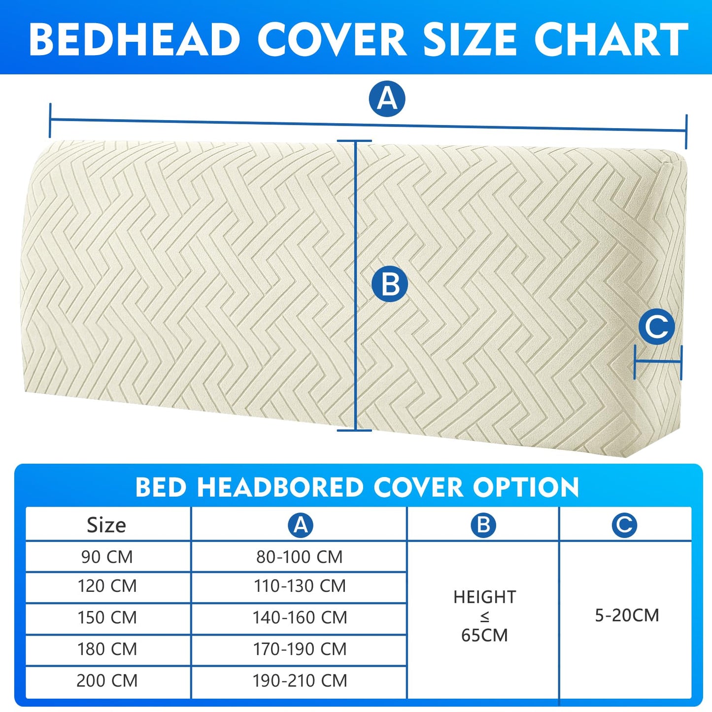 CYCMACO Elastic Headboard Cover, Double/Single Bed Headboard, Removable and Washable Dust Cover, Durable, Universal Headboard Cover Dustproof