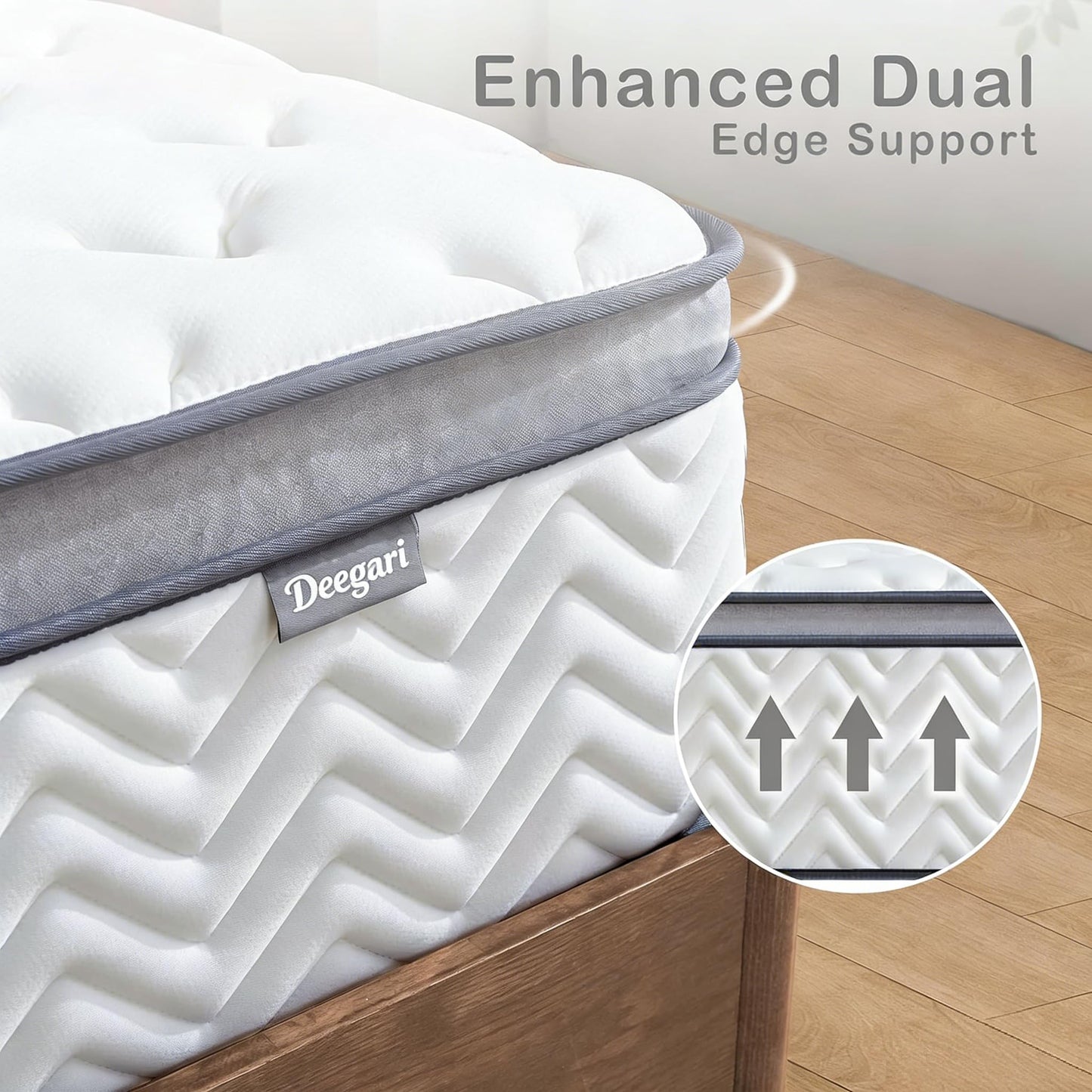 Deegari 10 Inch Double Size Mattress in a Box, Hybrid Cooling Gel Memory Foam & Pocketed Coils, Medium Firm, Pressure Relief, Motion Isolation