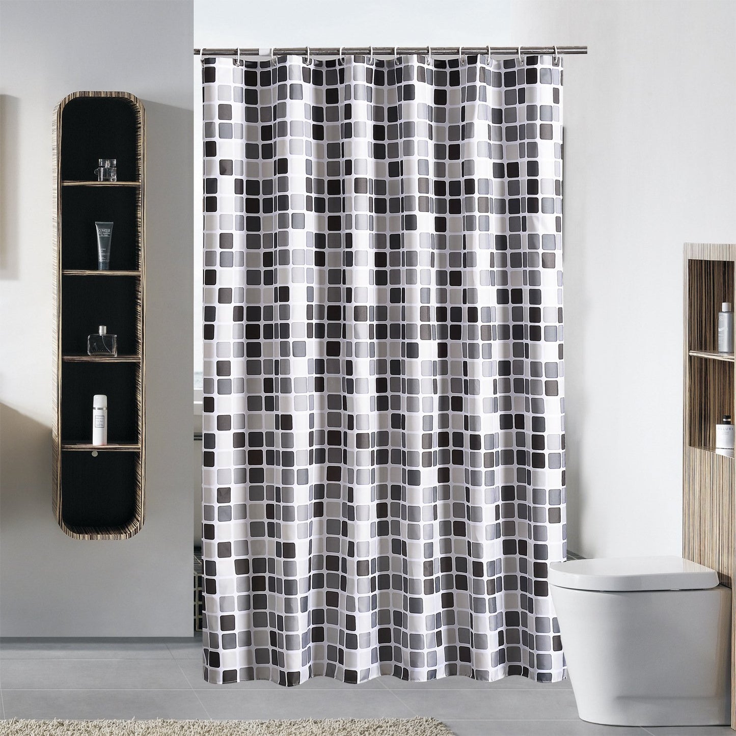 GONOVE Shower Curtain for Bathroom 240 x 200 cm Anti-Mould Mildew Resistant Waterproof Polyester Fabric Mosaic Shower Curtain Liner Long Bath Curtain