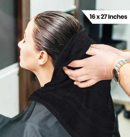 Utopia Towels Cotton Bleach Proof Salon Towels (16x27 inches) - Bleach Safe Gym Hand Towel (12 Pack, Black)
