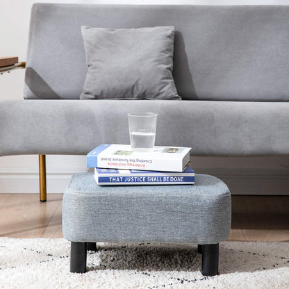 YMYNY 42CM Footstool, Rectangle Ottoman with Stable Wooden Legs, Modern Linen Fabric Footrest, Change Shoes Stool for Living Room