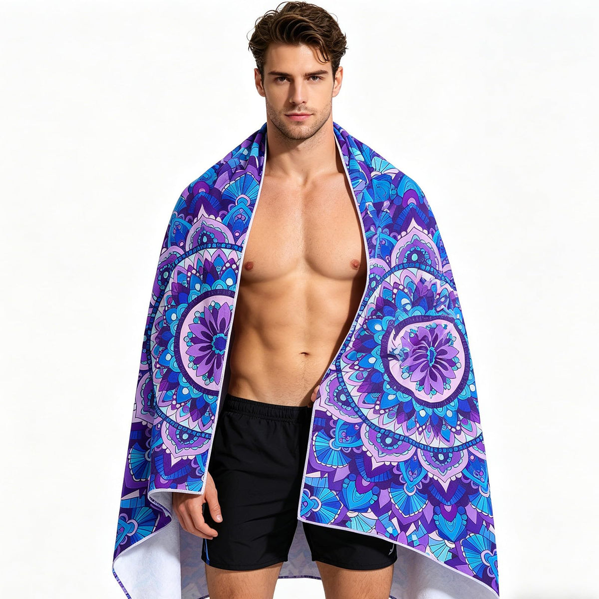 yayafunfun Large Quick Dry Microfibre Beach Towels for Adults, 160X90cm Mandala Bath Towel Travel Towels with Pocket