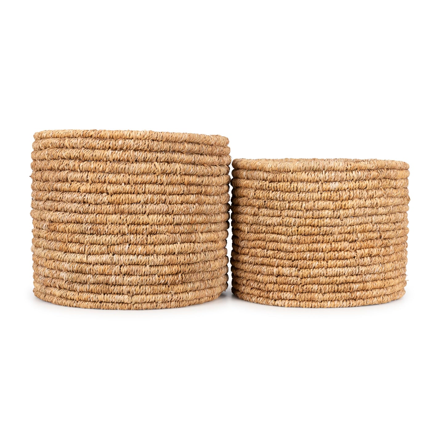 Olly & Rose Large Storage and Laundry Baskets - Set 2 45cm and 40cm Diameter - Ringed Finish - Seagrass Wicker Basket Premium Home Decor