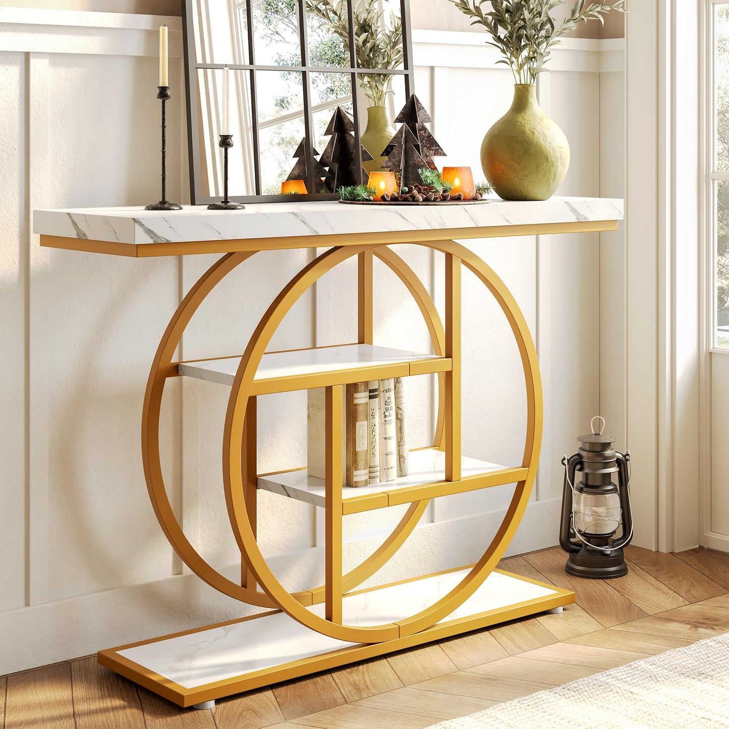 LITTLE TREE Console Table, 4-Tier Entryway Table Behind Couch Table, 41.3-Inch Modern Sofa Table for Living Room, Foyer Hallway Table for Entrance
