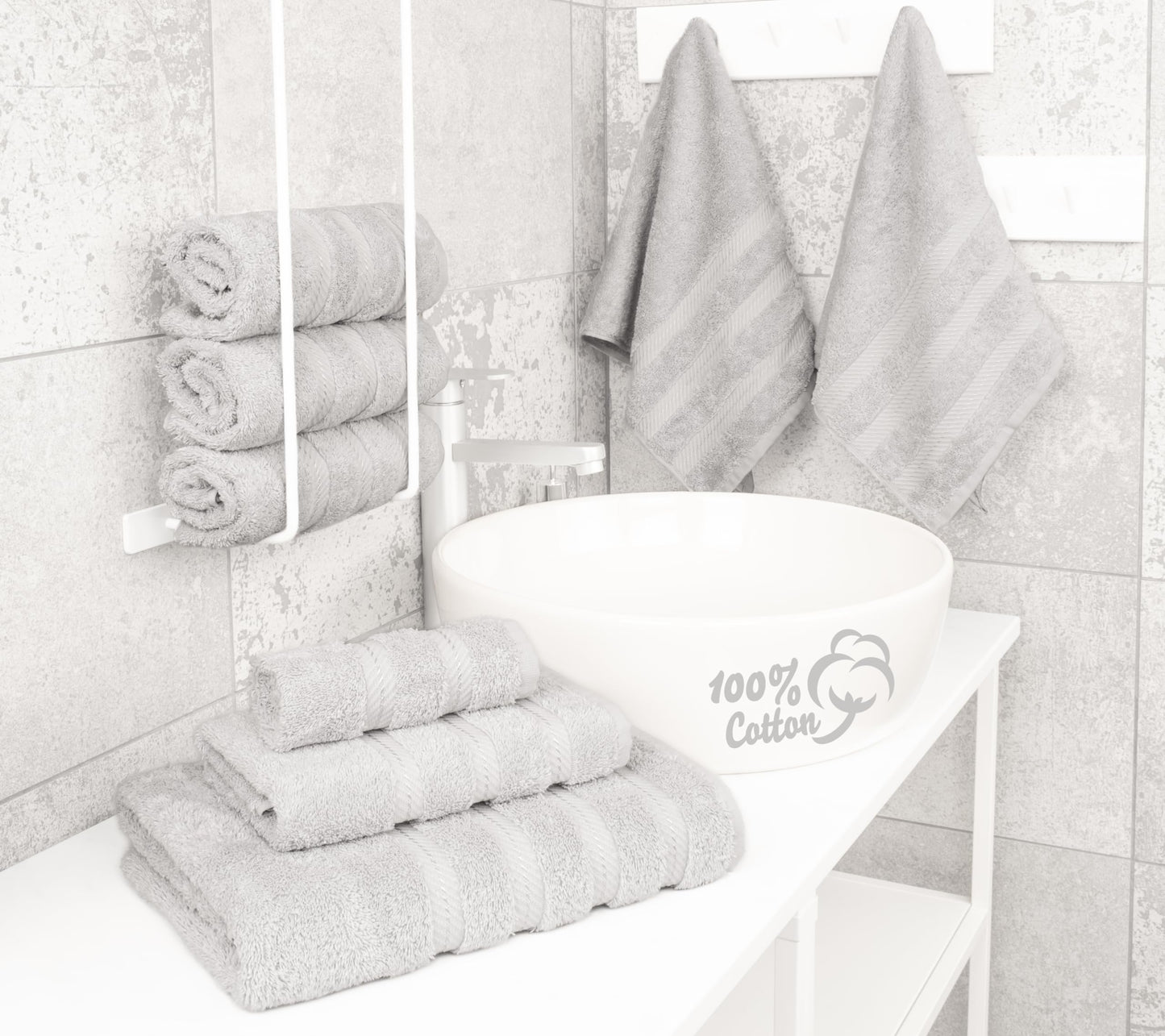 American Soft Linen Luxury 6 Piece Towel Set, 2 Bath Towels 2 Hand Towels 2 Washcloths, 100% Turkish Cotton Towels for Bathroom