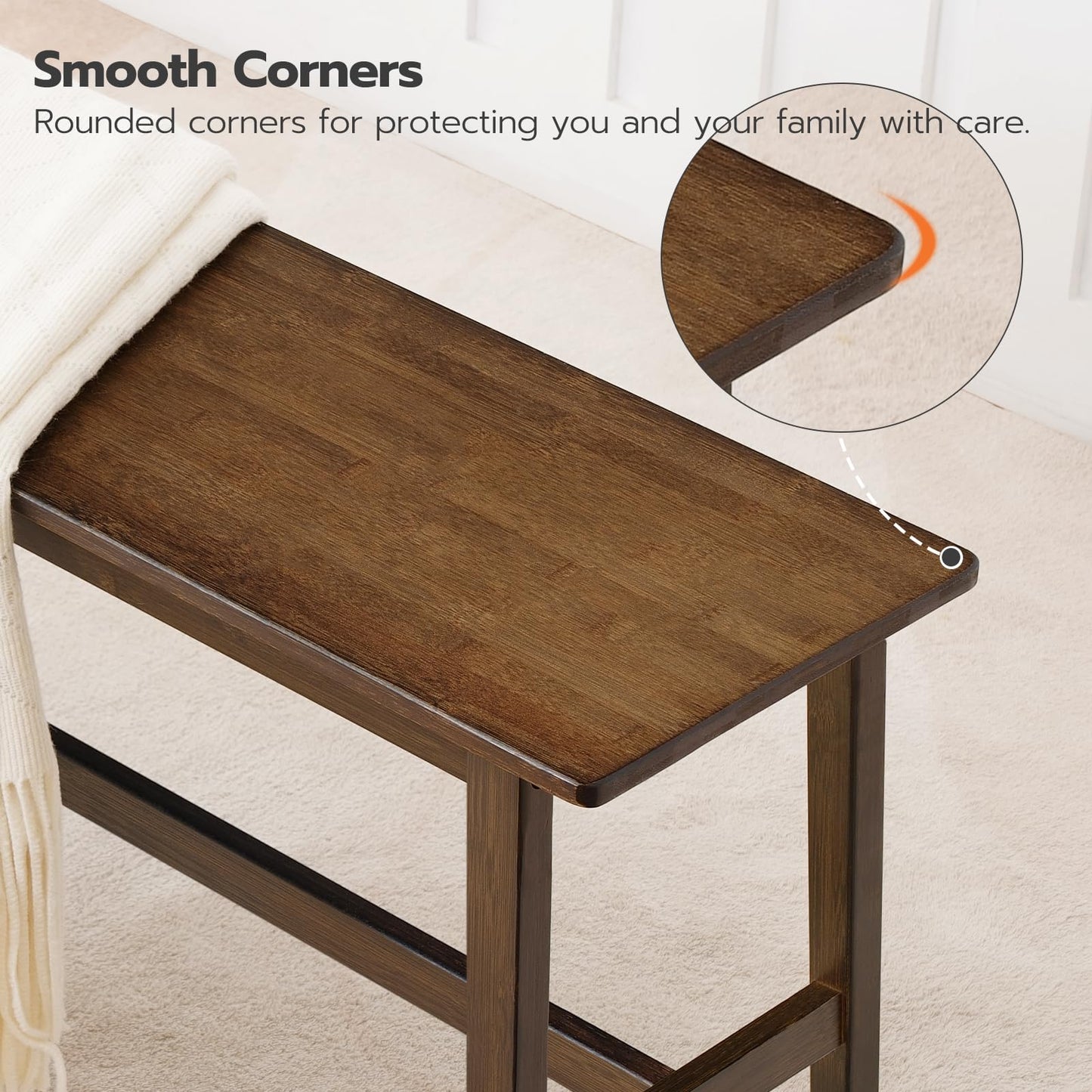 HOOBRO 100 cm Bamboo Dining Bench, Farmhouse Dining Table Bench Seat, for Kitchen, Living Room, Easy to Assemble, Sturdy and Stable