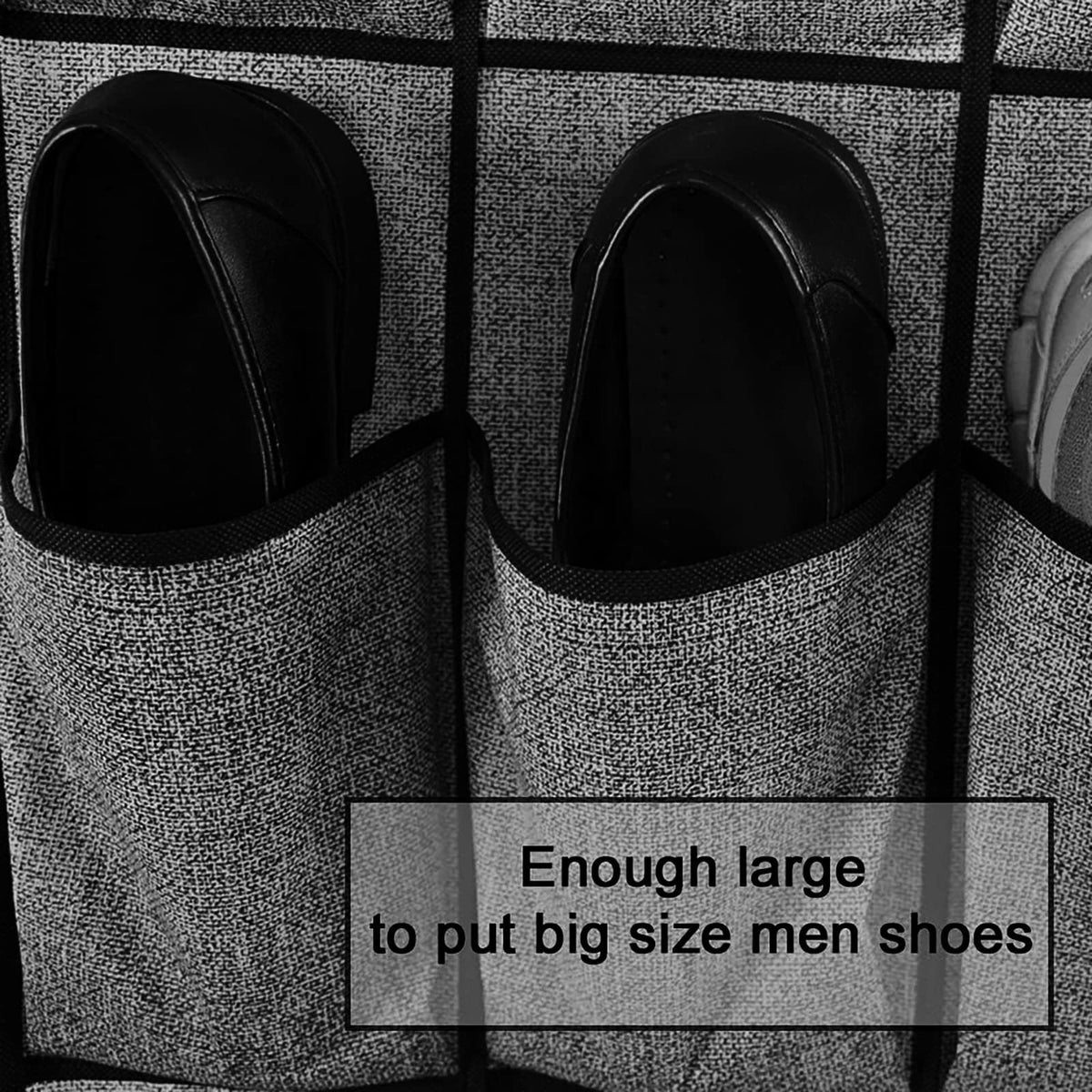VERONLY Hanging Shoe Rack Storage Over Door Organiser - Hanger Storage Holder Bag Wall Mounted with 24 Large Pockets & 4 Wide Hooks for Closet