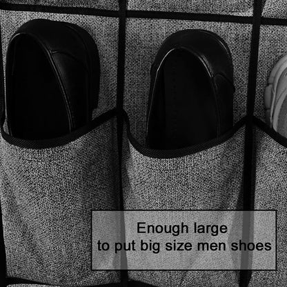 VERONLY Hanging Shoe Rack Storage Over Door Organiser - Hanger Storage Holder Bag Wall Mounted with 24 Large Pockets & 4 Wide Hooks for Closet