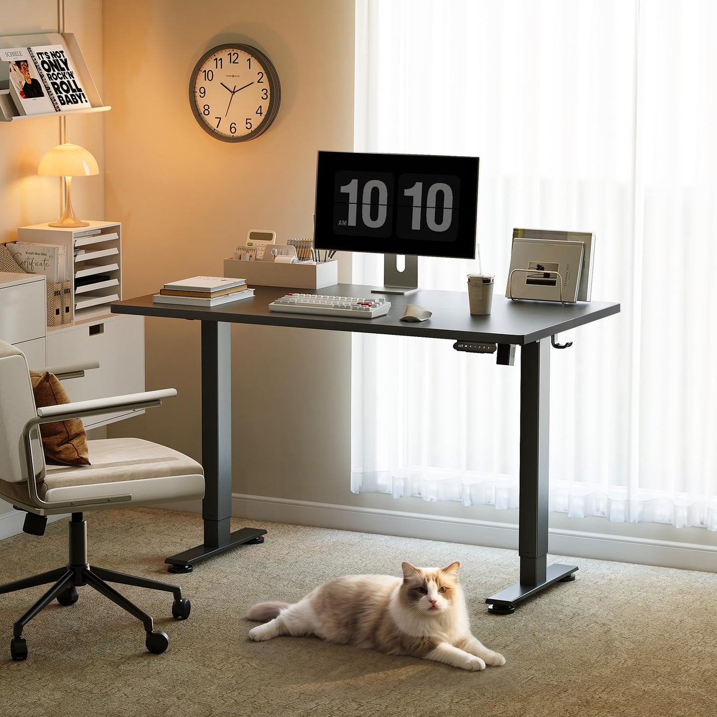 OffiGo Standing Desk, 120x60cm Height Adjustable Desk with 2 Memory Presets