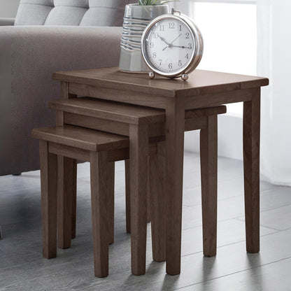 Julian Bowen Cleo Nest of Tables Set of 3, Nesting Oak Side Table for Living Room, Stacking End Table for Small Spaces, 46 x 48 x 33 cm