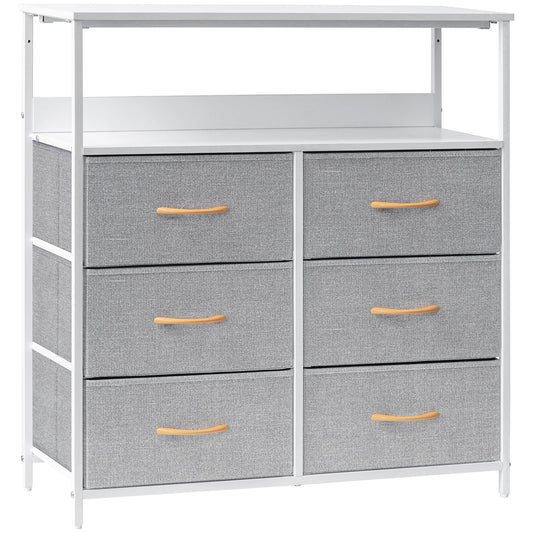 LYNCOHOME Chest of Drawers,Bedroom furniture with 6 Drawers,Storage Organiser with Sturdy Steel Frame and Wood Top, for Bedroom, Living room, Closet.
