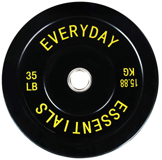 Signature Fitness 2" Olympic Bumper Plate Weight Plates with Steel Hub, 35LB, Single, Black