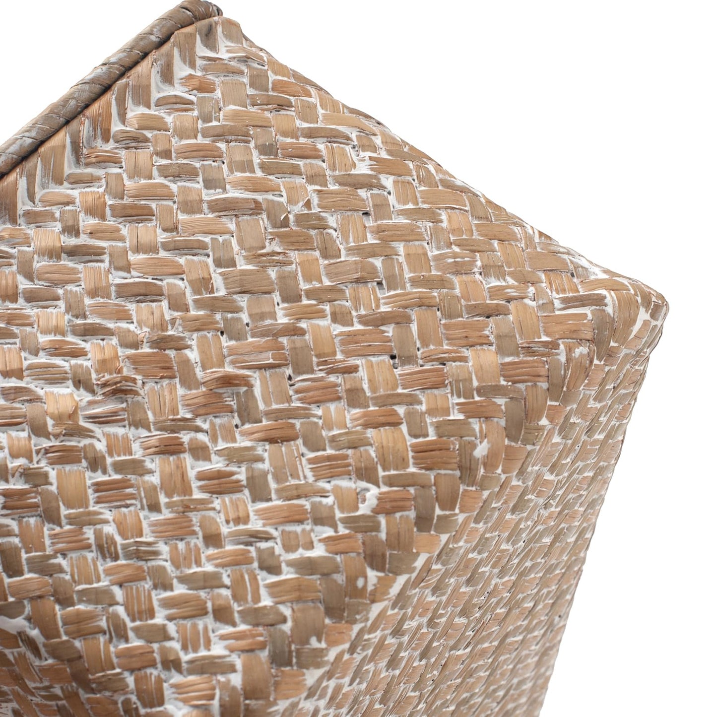 Seagrass Storage Baskets with Lid Natural Rattan Woven Rectangular Organizer Box (Whitewash Small 26cmx14cmx11cm H)