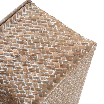 Seagrass Storage Baskets with Lid Natural Rattan Woven Rectangular Organizer Box Whitewash Medium 30cmx18cmx15cm H
