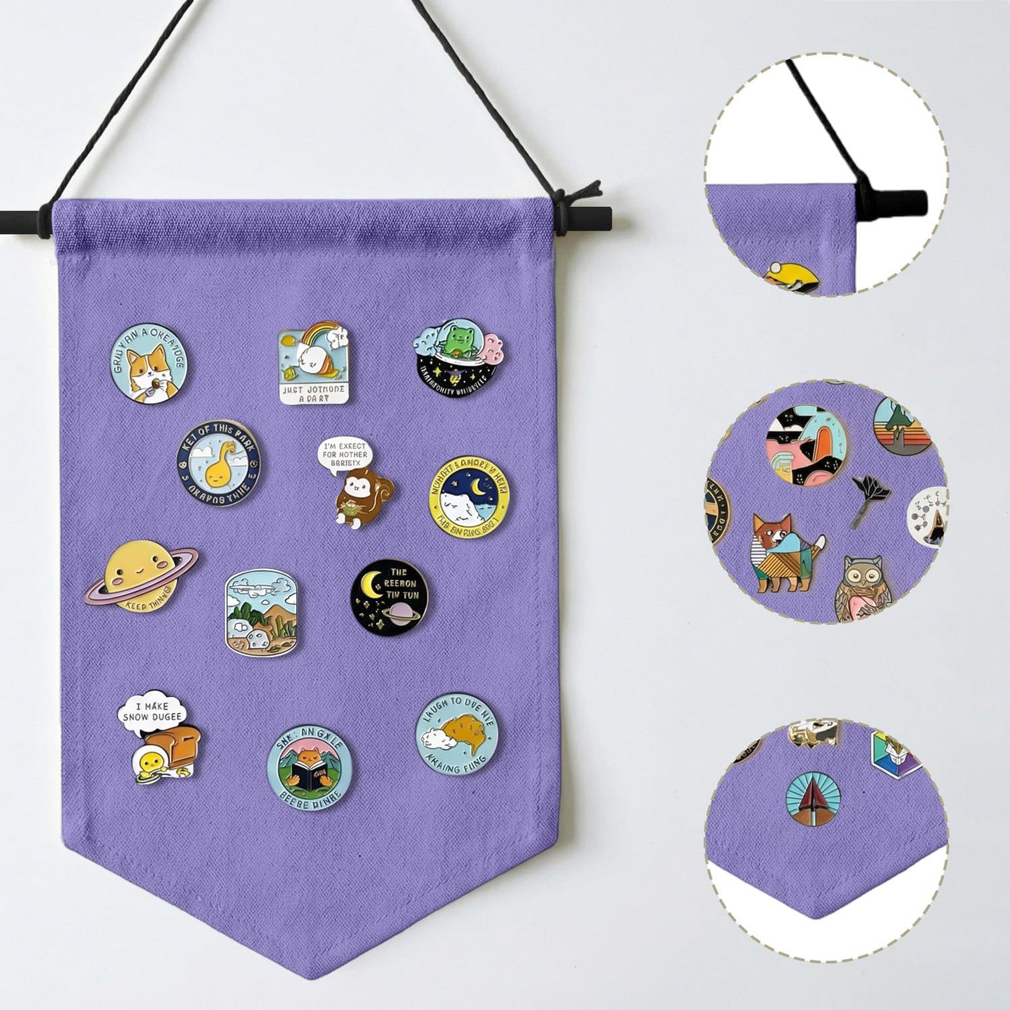GAZIL Pin Badge Display Organizer, Canvas Brooch Holder Banner for Pin Badges, Rosette & Enamel Pin Storage Case