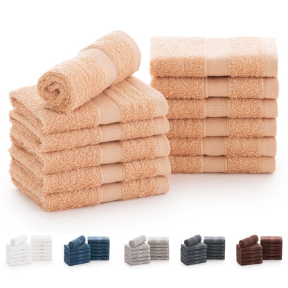 Todocama - Set of 12 Hand Towels 30 x 30 cm 100% Soft and Absorbent Cotton, 550 gsm Premium, Beige