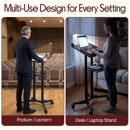 Pyle Lectern Stand Podium Mobile Adjustable Laptop Lectern